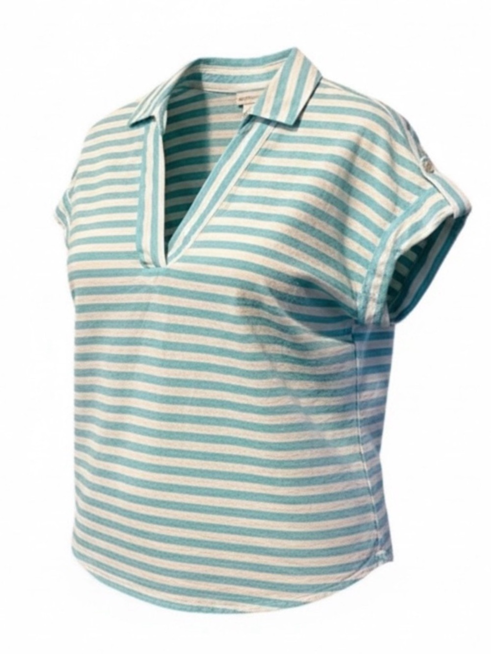 Liz Claiborne Aqua & White Striped Linen Blend Pullover Top – Small